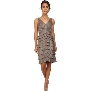 Adrianna Papell Occasions Bronze Shutter Pleat Dress  & Jacket Sz 8